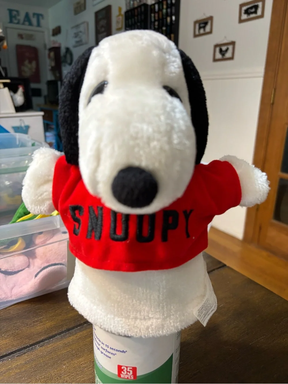Plush Dog Toy - White & Black with Red Shirt